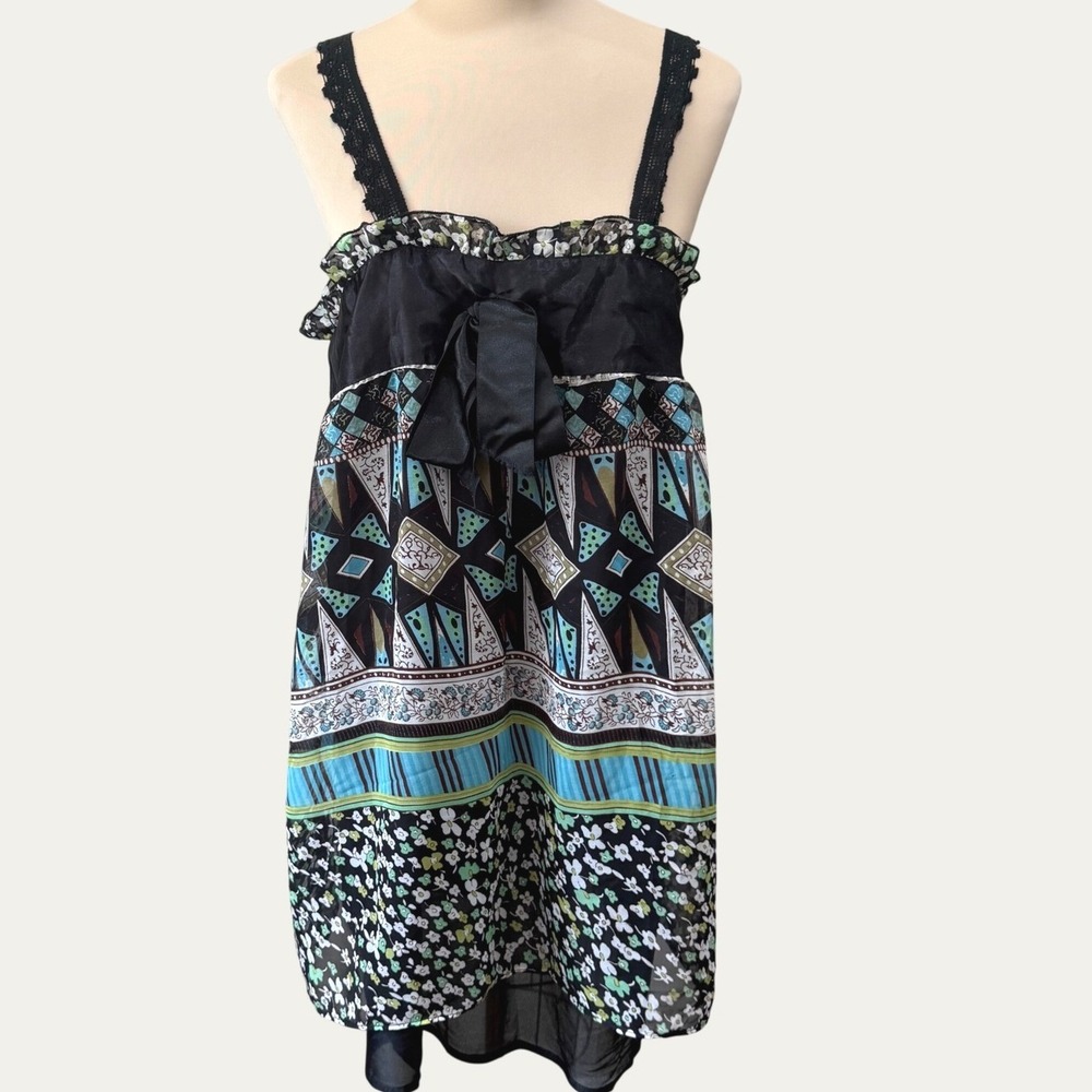 What's Hot Women's Sleeveless Babydoll Tunic Top Dress XL Boho Empire Waist NWT